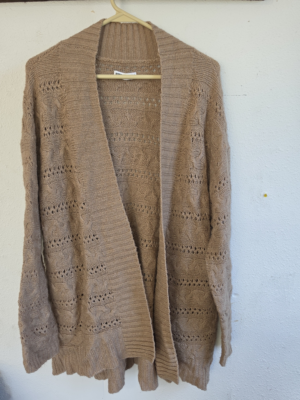 Sonoma Open-Front Knit Cardigan in Taupe